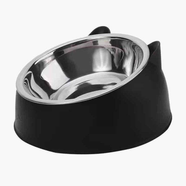 1pc Cat Dog Rice Bowl Stainless Steel+PP Cat and Dog Recognizable Colors Protect Pet Neck Spine Slanted Mouth Pet Supplies