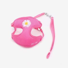 Korean Candy Color Embroidery Breathable Small Pet Dog Harness and Leash Set Soft Nylon Puppy Walking Vest for Chihuahua Yorkie