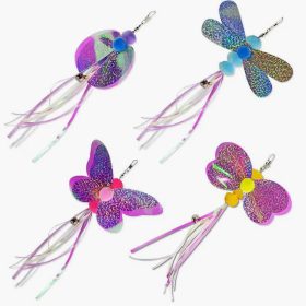 4PCS Pet Supplies Cat Teaser Wand Refill Funny Butterfly Kitten Teaser Stick Replacement Refill Attachment Plush Tassel Cat Toys